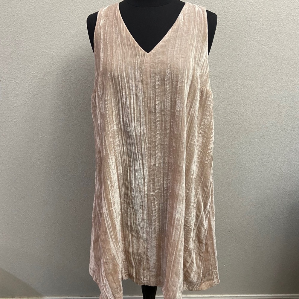 LOFT Womens 8 Champagne Pink Crushed Velvet V-Neck Shift Dress NEW
